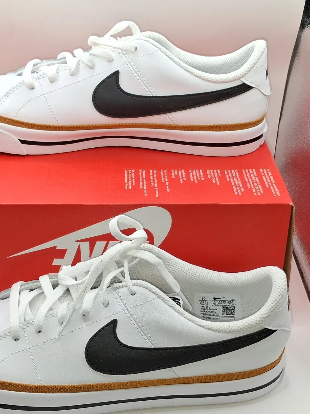 Nike Court Legacy GS White Black Brown Youth Shoes 7Y US 6UK DA5380-102